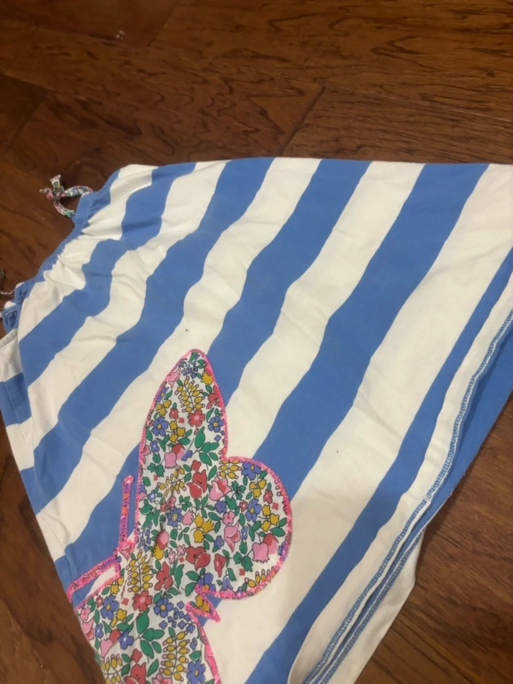 Mini Boden Blue White Stripe Butterfly Dress Size 6-7Y